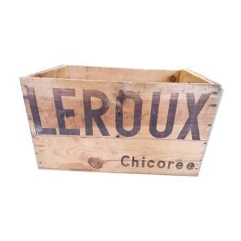 Large old wooden crate Chicorée Leroux