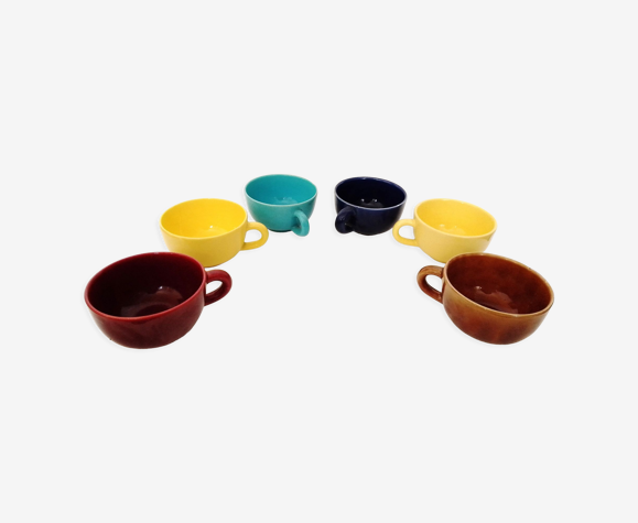 Lot de 6 tasses à café multicolores en céramique