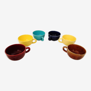 Set of 6 multicolored ceramic coffee cups