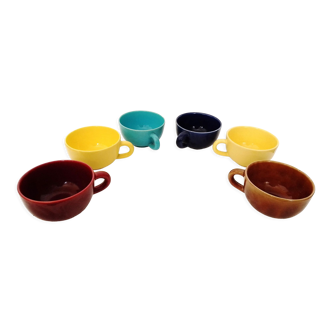 Set of 6 multicolored ceramic coffee cups