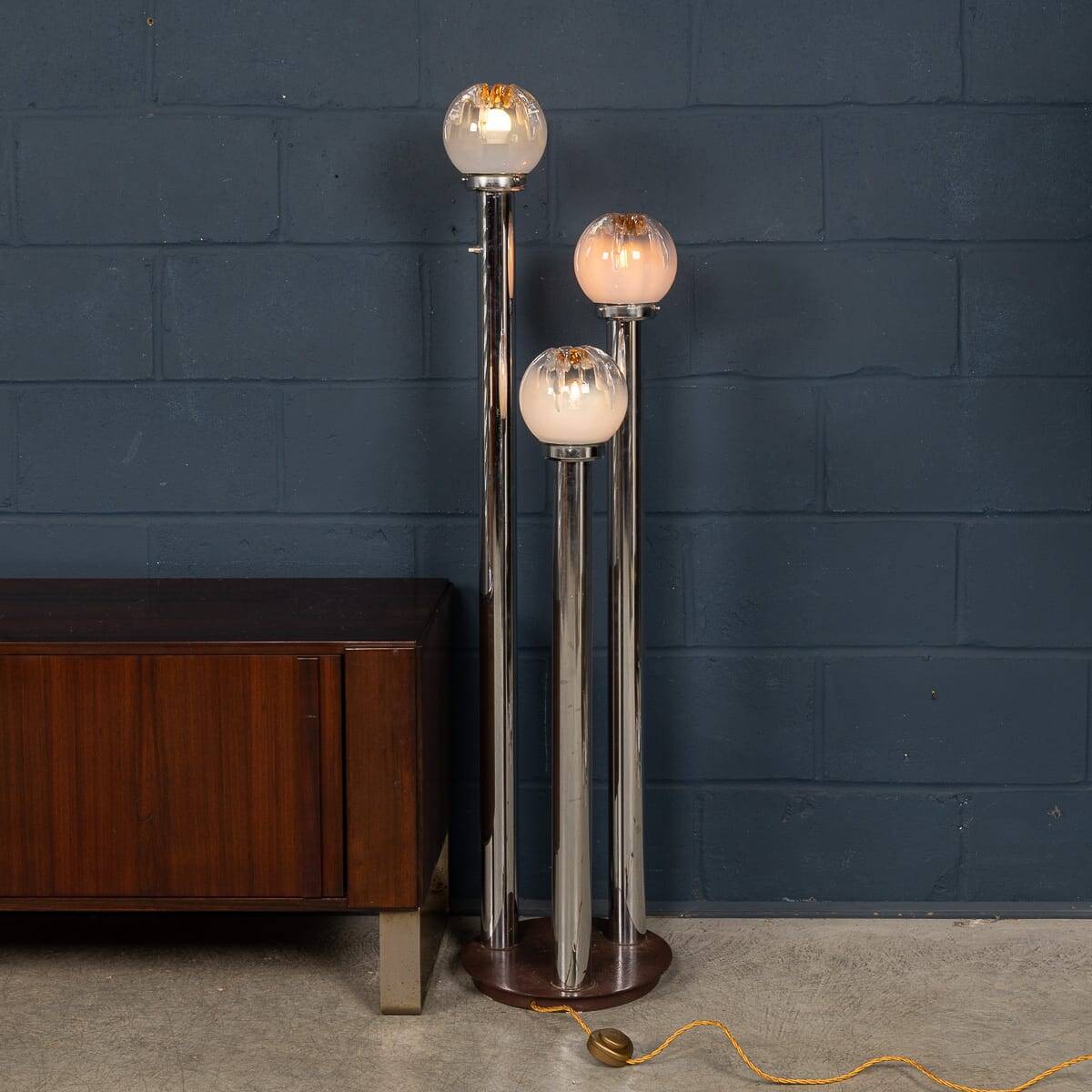 Vintage 20thc italian chrome & glass floor lamp by mazzega c.1970