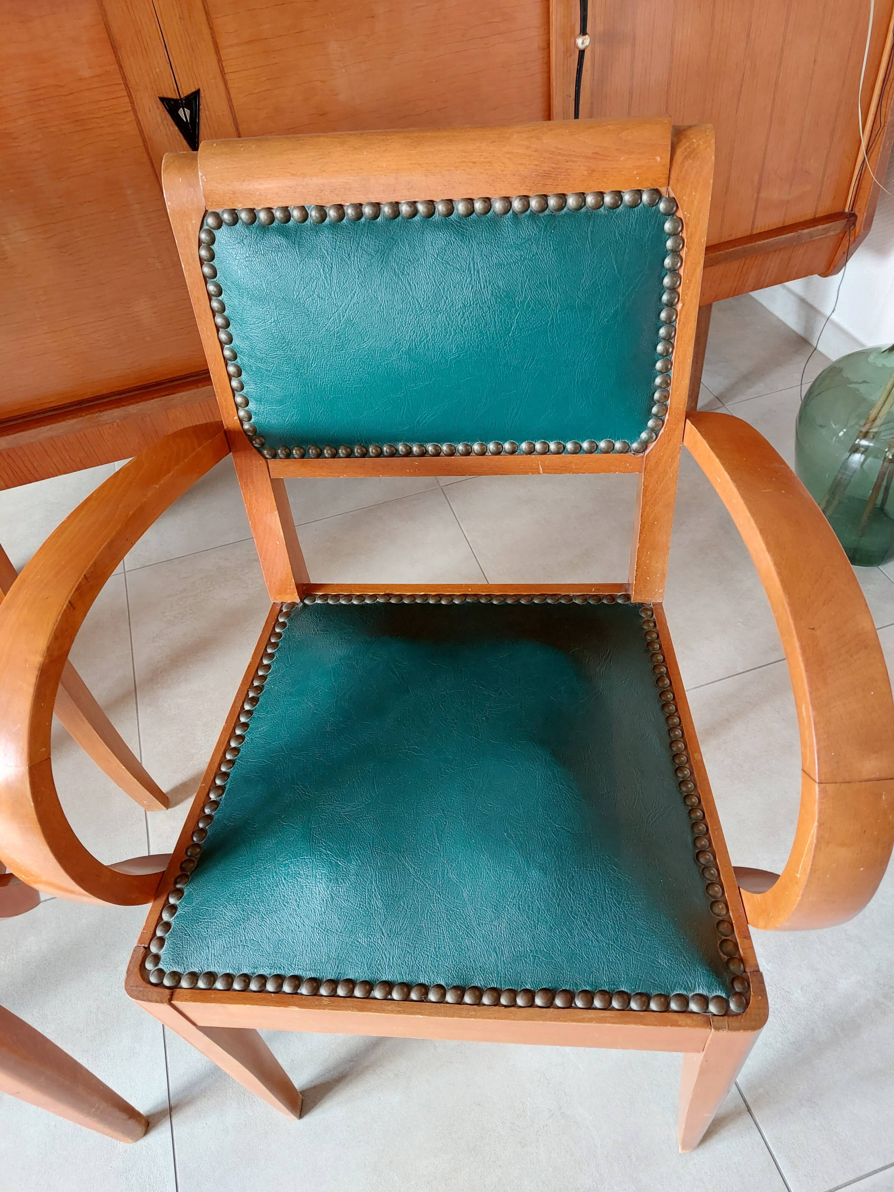 green leather bridge chairs