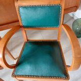 green leather bridge chairs