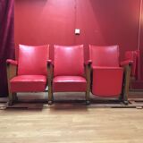 Chairs cinema years 50-60 imitation leather 3 Chair and a folding seat