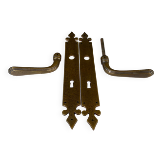 Brass door handles and plates