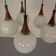 Danish Glass and Rosewood Cascade Ceiling Lamp, 1960s