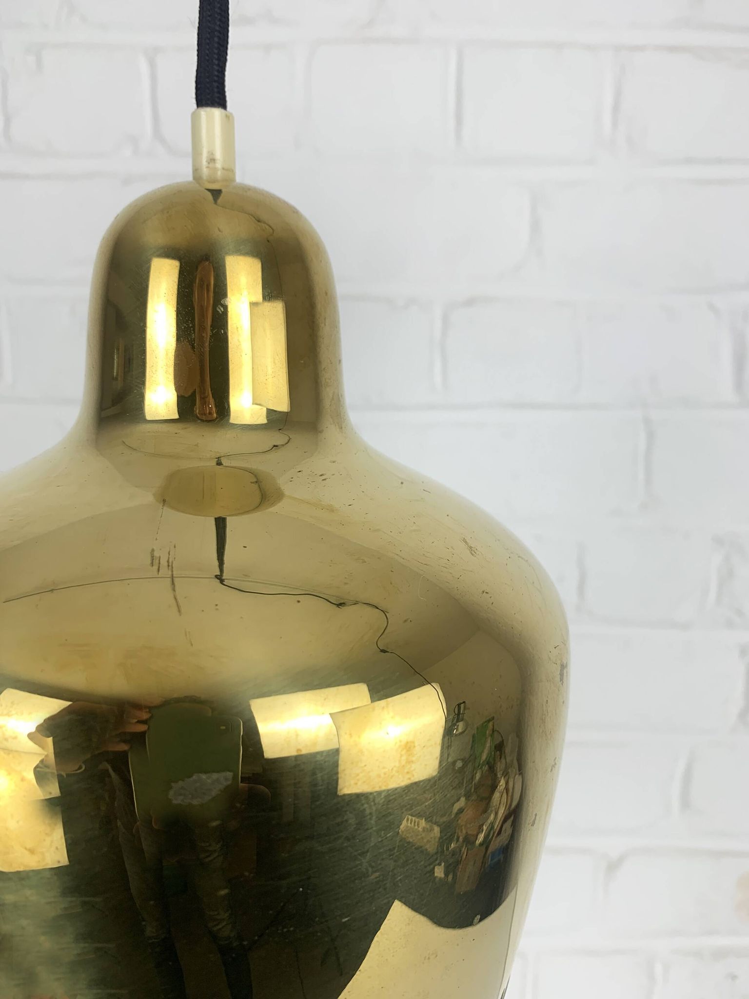 Golden Bell brass pendant light Alvar Aalto Louis Poulsen, Denmark 1950s