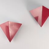 Geometric Red Metal Wall Sconces, 1970s