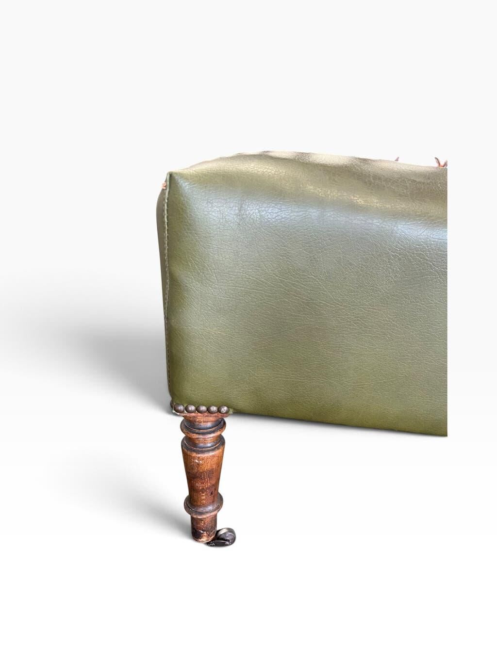Chaise longue / fauteuil / chaise longue vintage en similicuir vert.