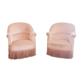 Duo of powder pink toad armchairs