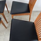 Set of 4 high back chairs in wood and imitation leather Italian design Calligaris