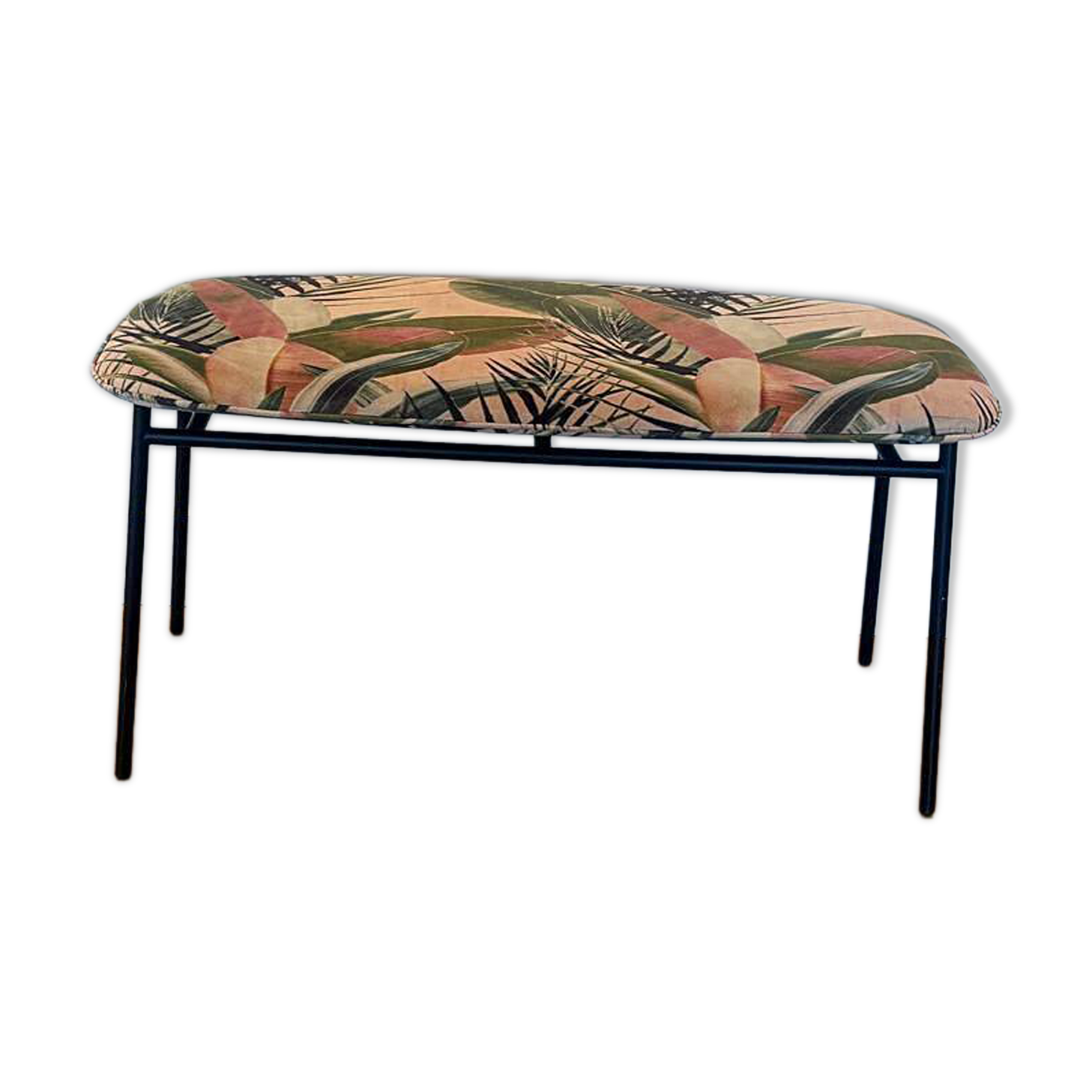 Calligaris bench in tropical patterned fabric