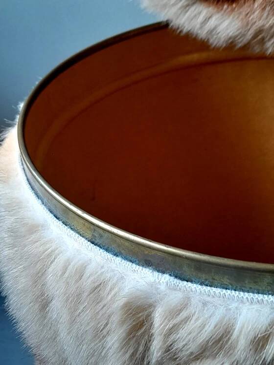 Cylindrical storage pouffe in faux fur 1970