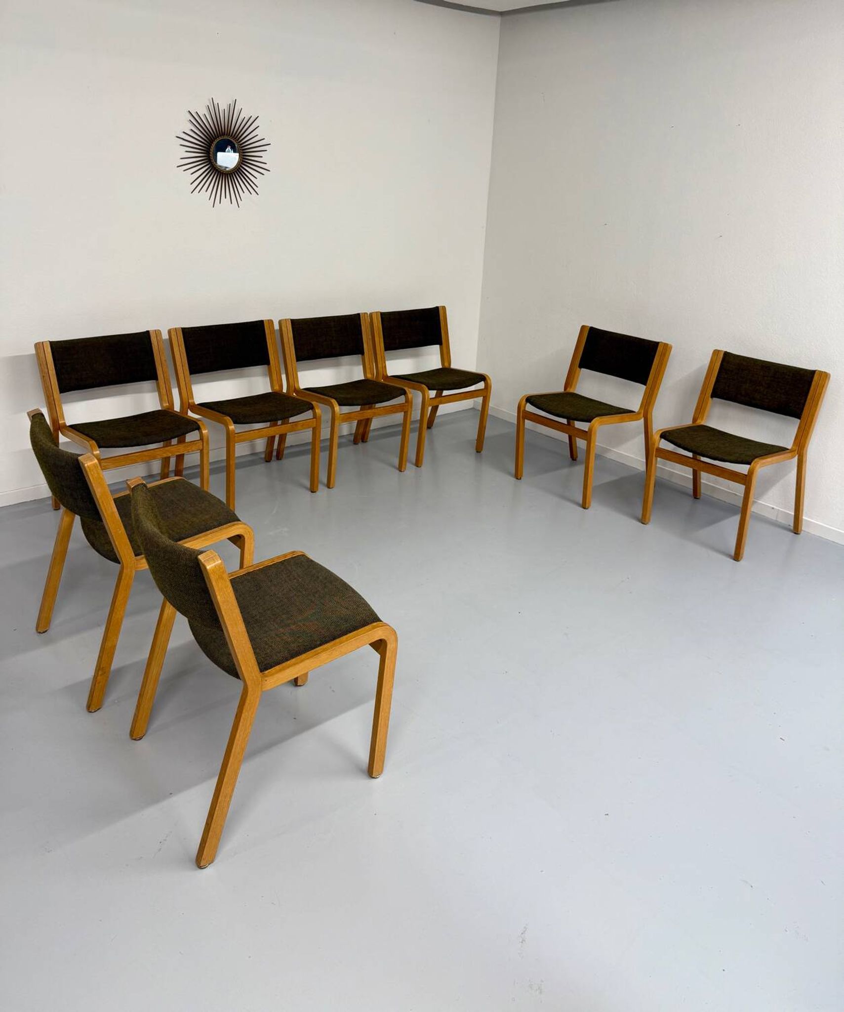 Set of 8 Thygesen and Sorensen / Magnus Olesen designer chairs from the 70s