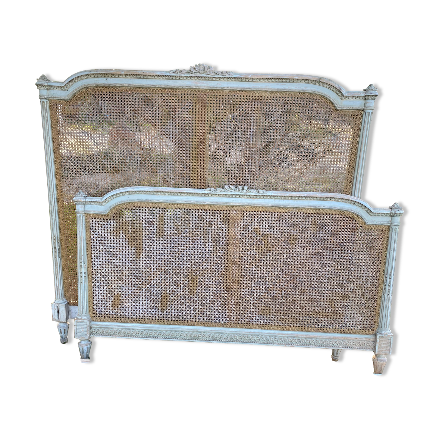Bed Louis XVI patinated wood and cannage 140/190