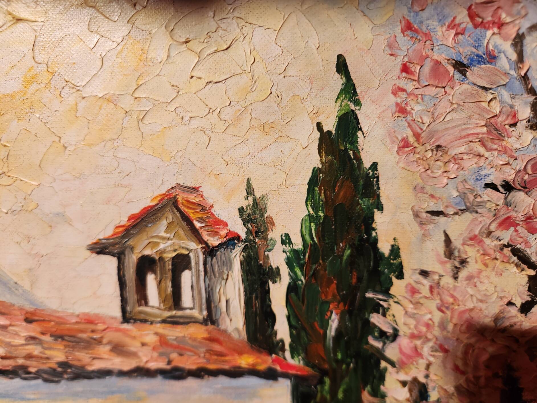 Oil painting on canvas Chapel Antonaves Hautes Alpes signed Bertrand