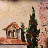 Oil painting on canvas Chapel Antonaves Hautes Alpes signed Bertrand