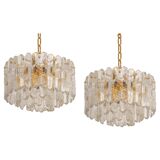 Luminaire en laiton doré, verre cristal Palazzo, Kalmar, Autriche, 1970