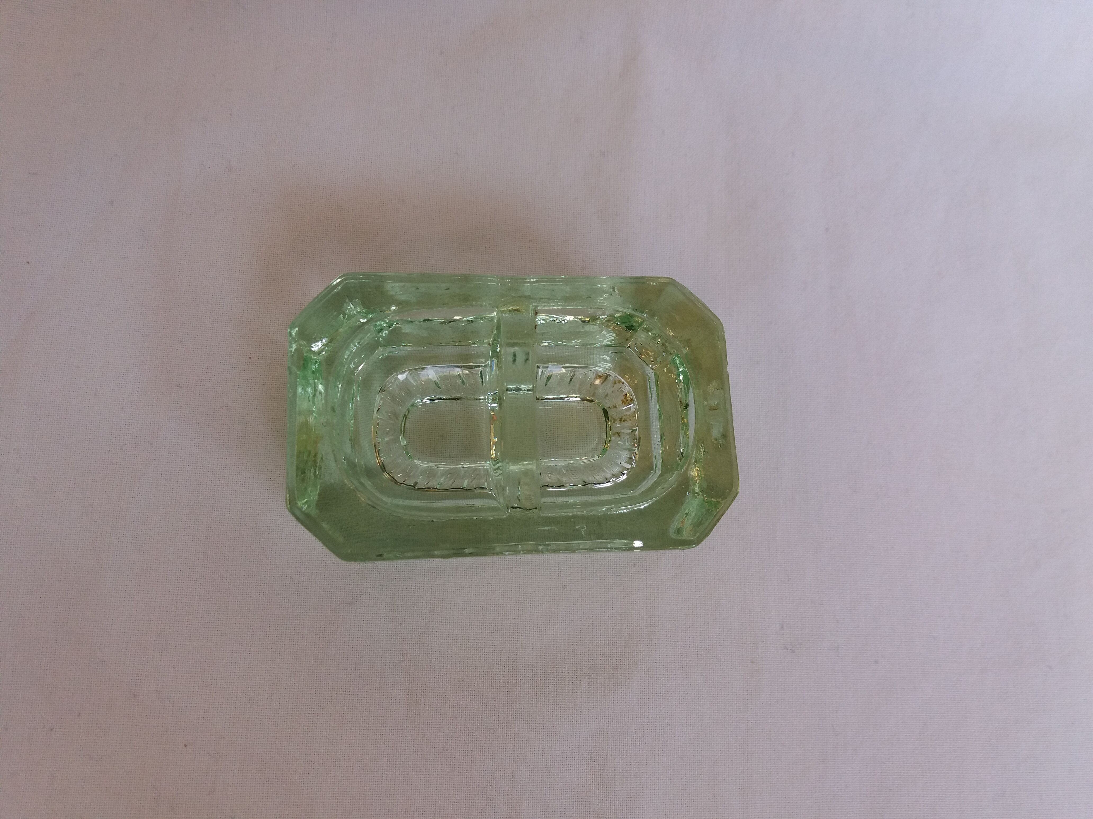 Art deco green glass saleron