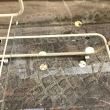 70s rolling trolley in glass and cream metal