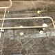 70s rolling trolley in glass and cream metal