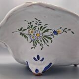 Assiette unique en faïence française vintage de Le Renoleau peinte à la main, 30 cm