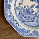 Octagonal deep plate from the Compagnie des Indes in blue porcelain