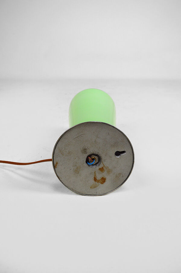 Lampe Art Deco en chrome et verre céladon, France, circa 1930