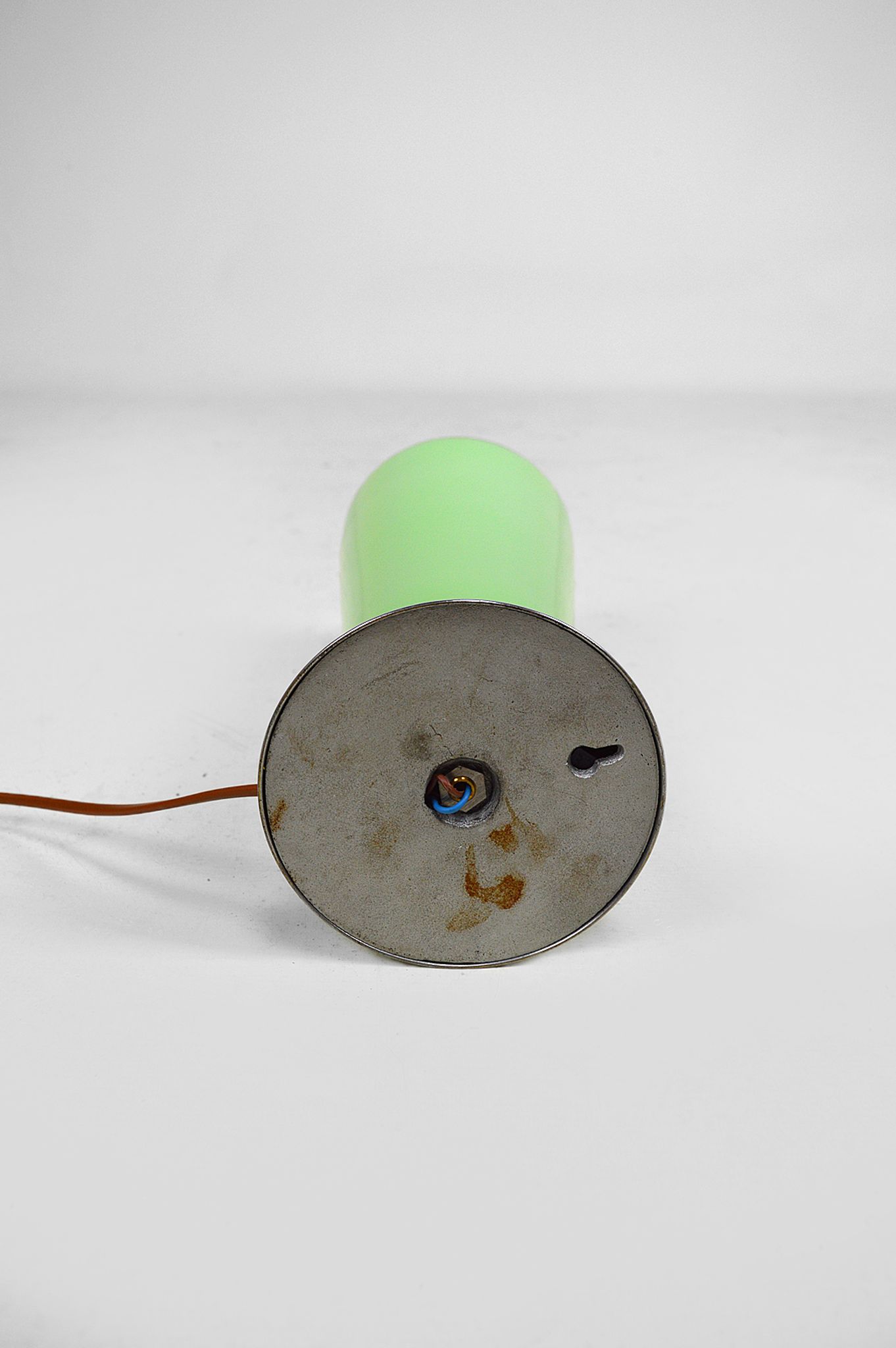 Art Deco lamp in chrome and celadon glass, France, circa 1930