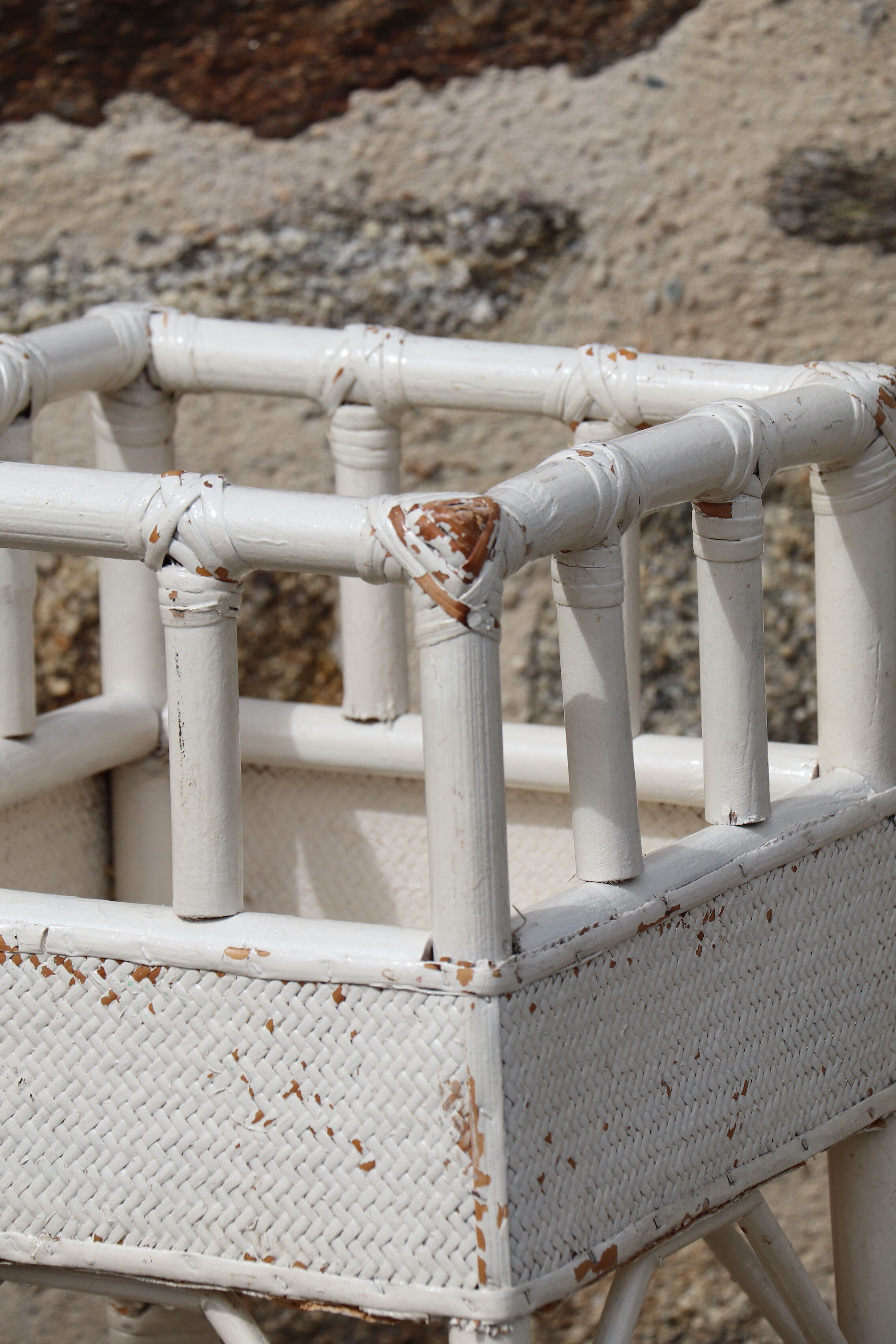 Rattan and wicker planter, 20th century
