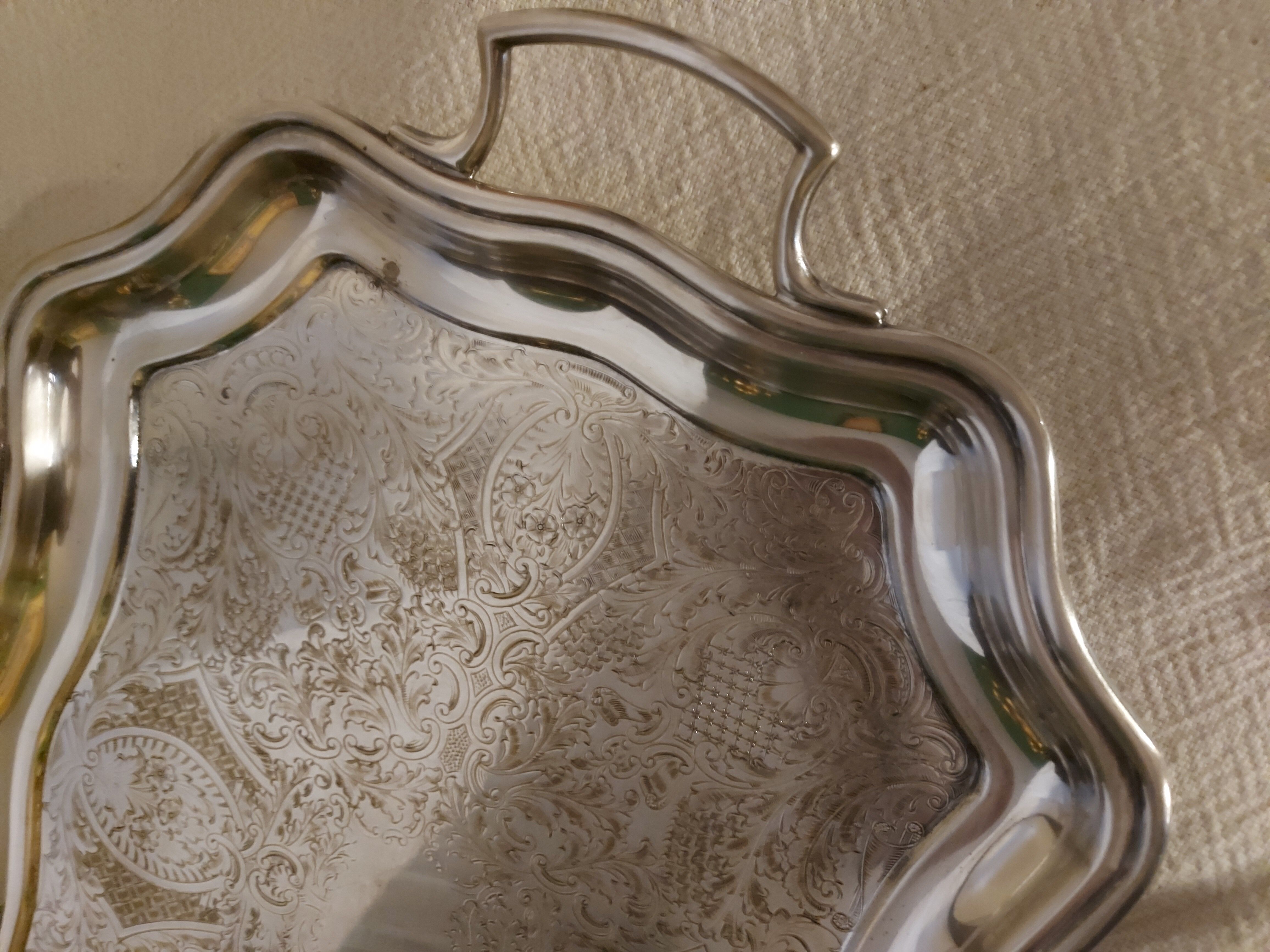 Large english silver metal tray