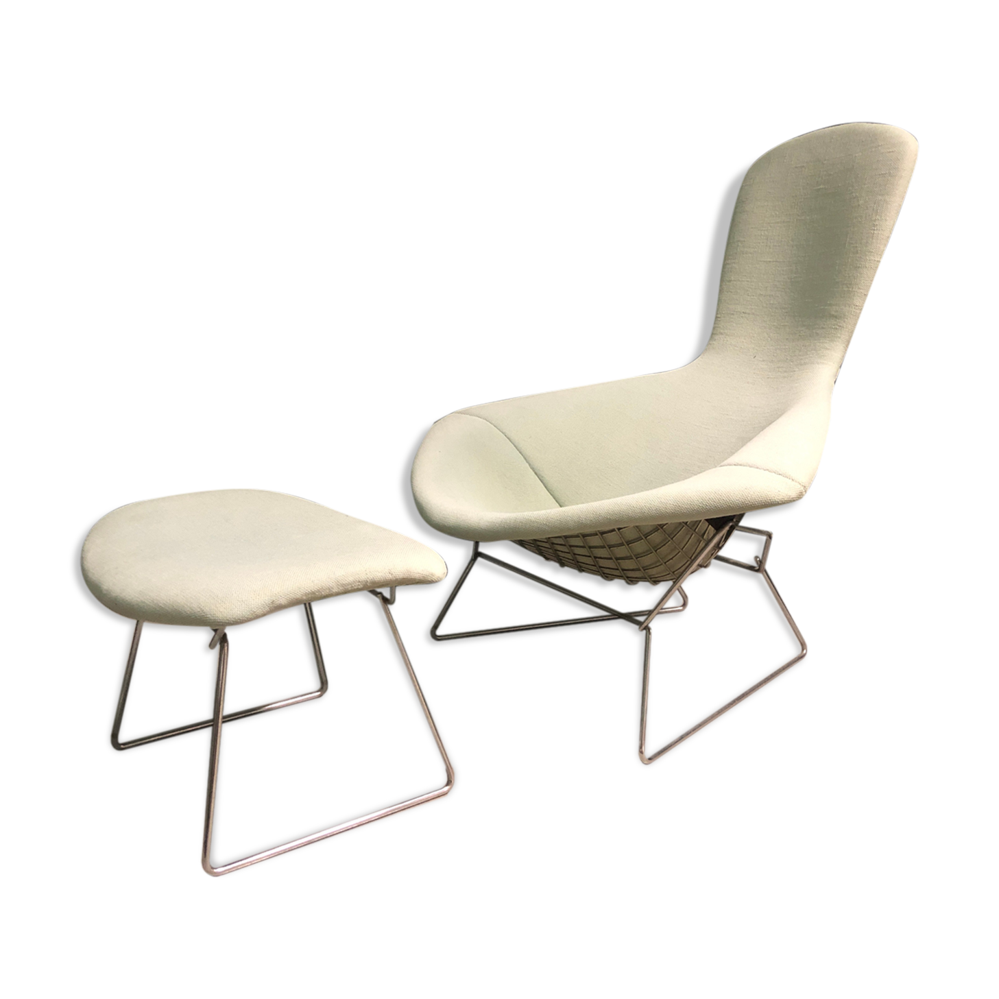 Bird chair and footstool by Harry Bertoia, Knoll