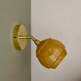 Vintage globe wall light in yellow Clichy glass
