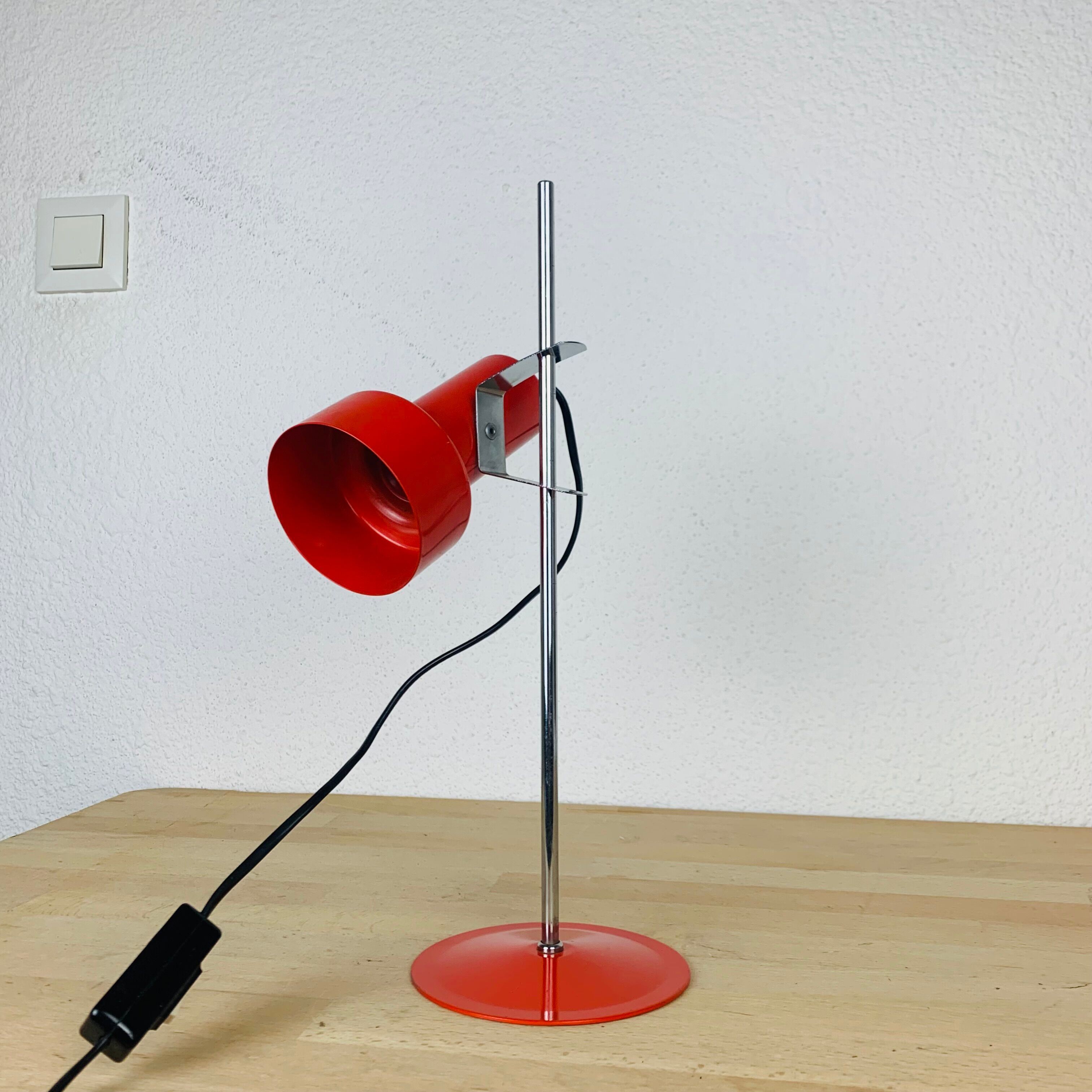 Spot desk lamp red chrome rod 70s