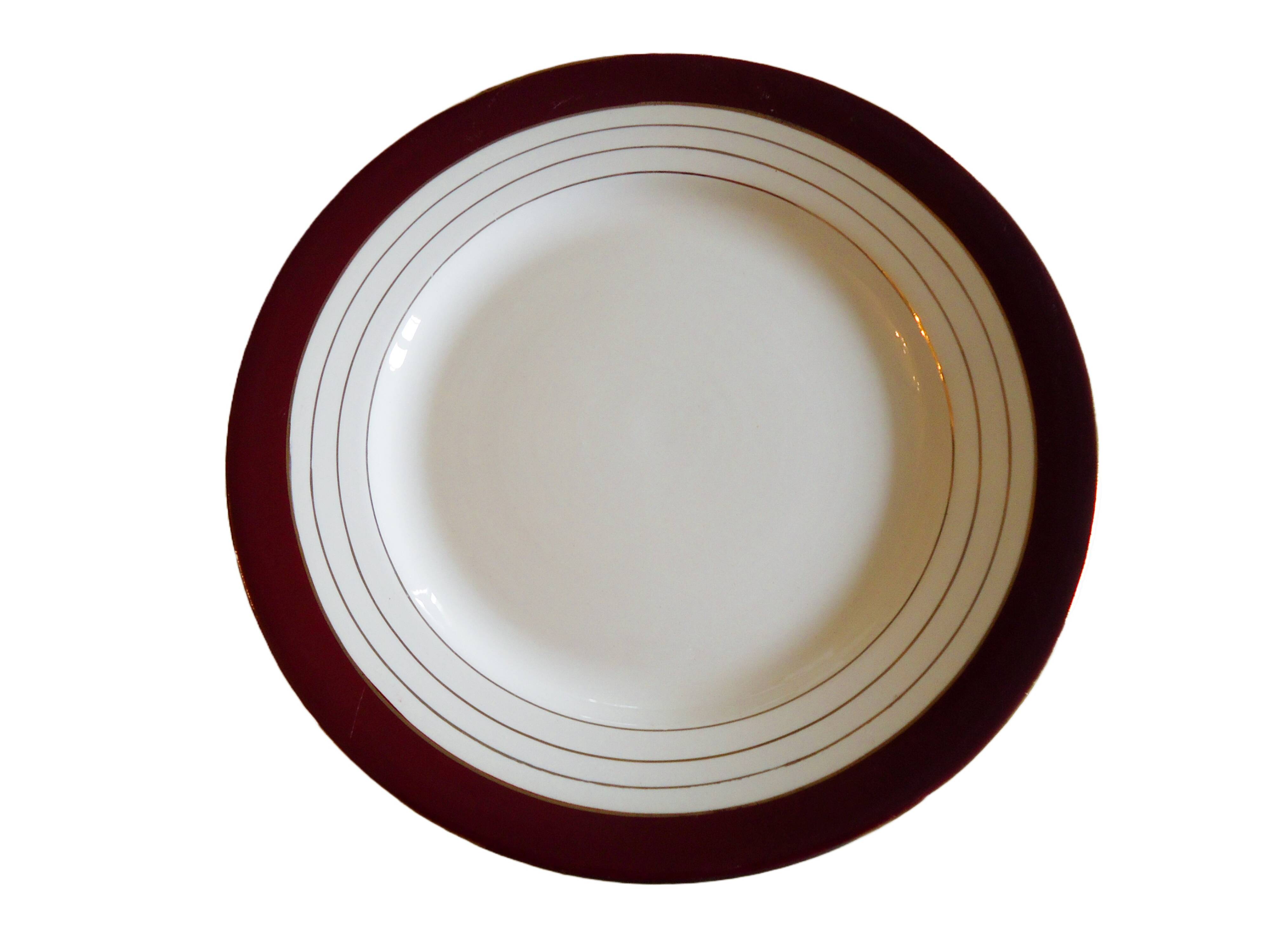 Flat plates opaque porcelain Digoin Sarreguemines model Pasteur
