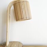 Pair of large Scandinavian lamps in natural wood.