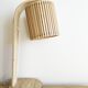 Pair of large Scandinavian lamps in natural wood.