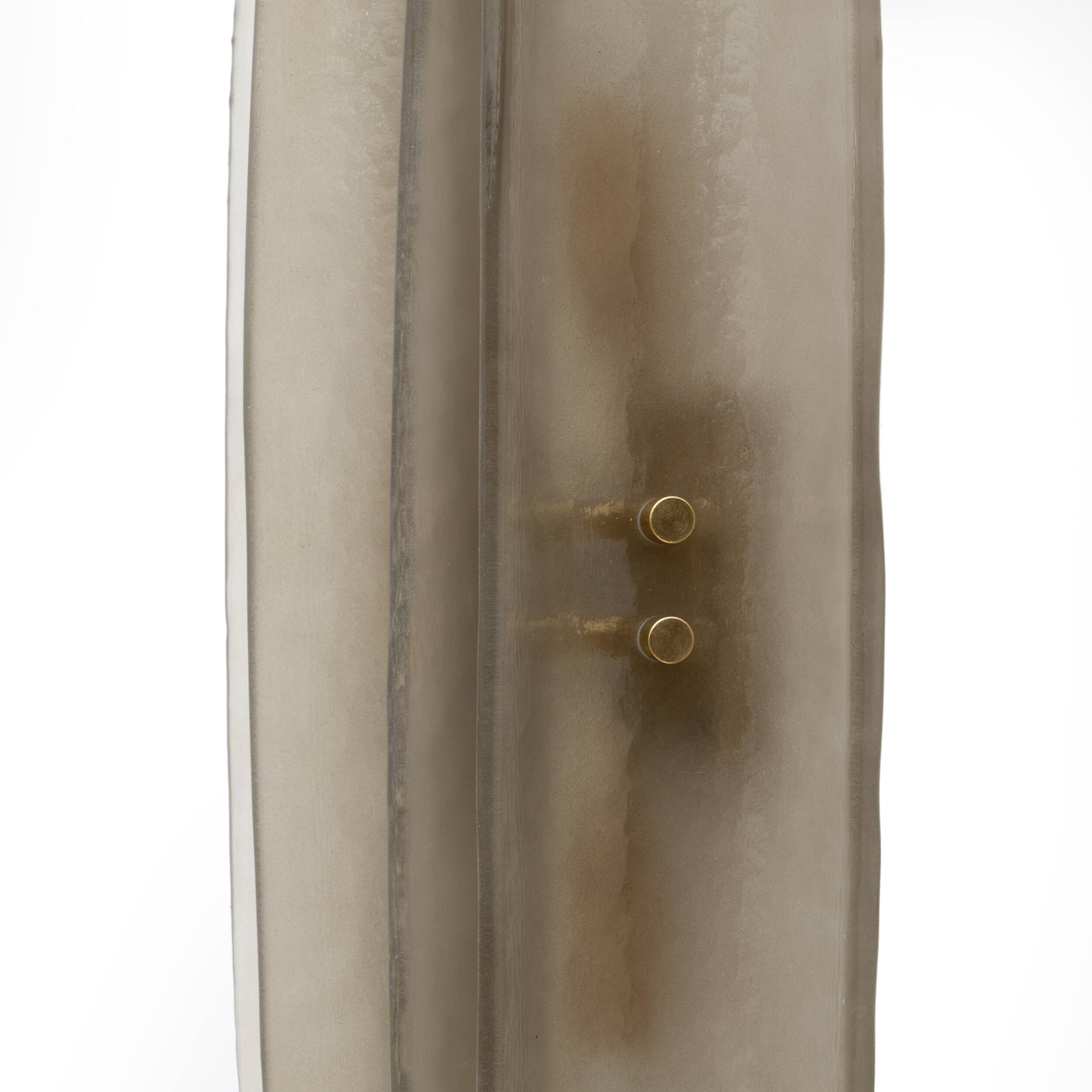 Pair of Fontana Arte Style Mid-century Modern Smoke Murano Glass Sconces