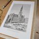 Brussels City Hall, Belgium, printed illustration from 1878.