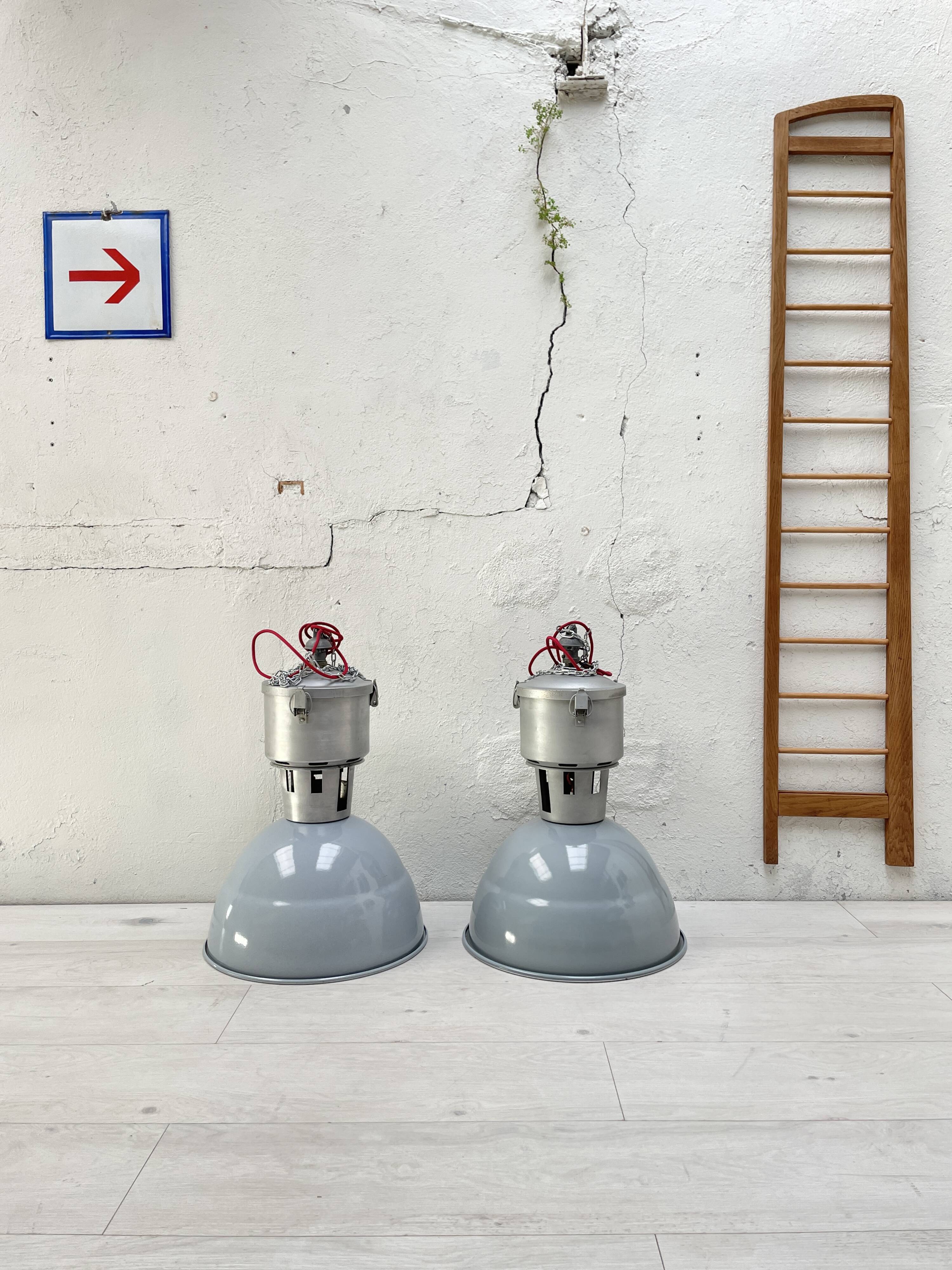 Pair of industrial lamps.