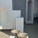 Duo of ceramic bowls interior glazed exterior matt raw earth