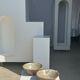 Duo of ceramic bowls interior glazed exterior matt raw earth