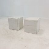 Set of 2 italian marble pedestals or side tables, 1980's