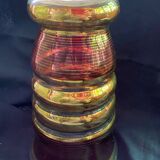 art deco vase in fuchsia & gold glass cira 1930 - belgian glassware (boom/doyen/laeken)