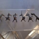 6 Vintage Pewter Animal Knife Holders