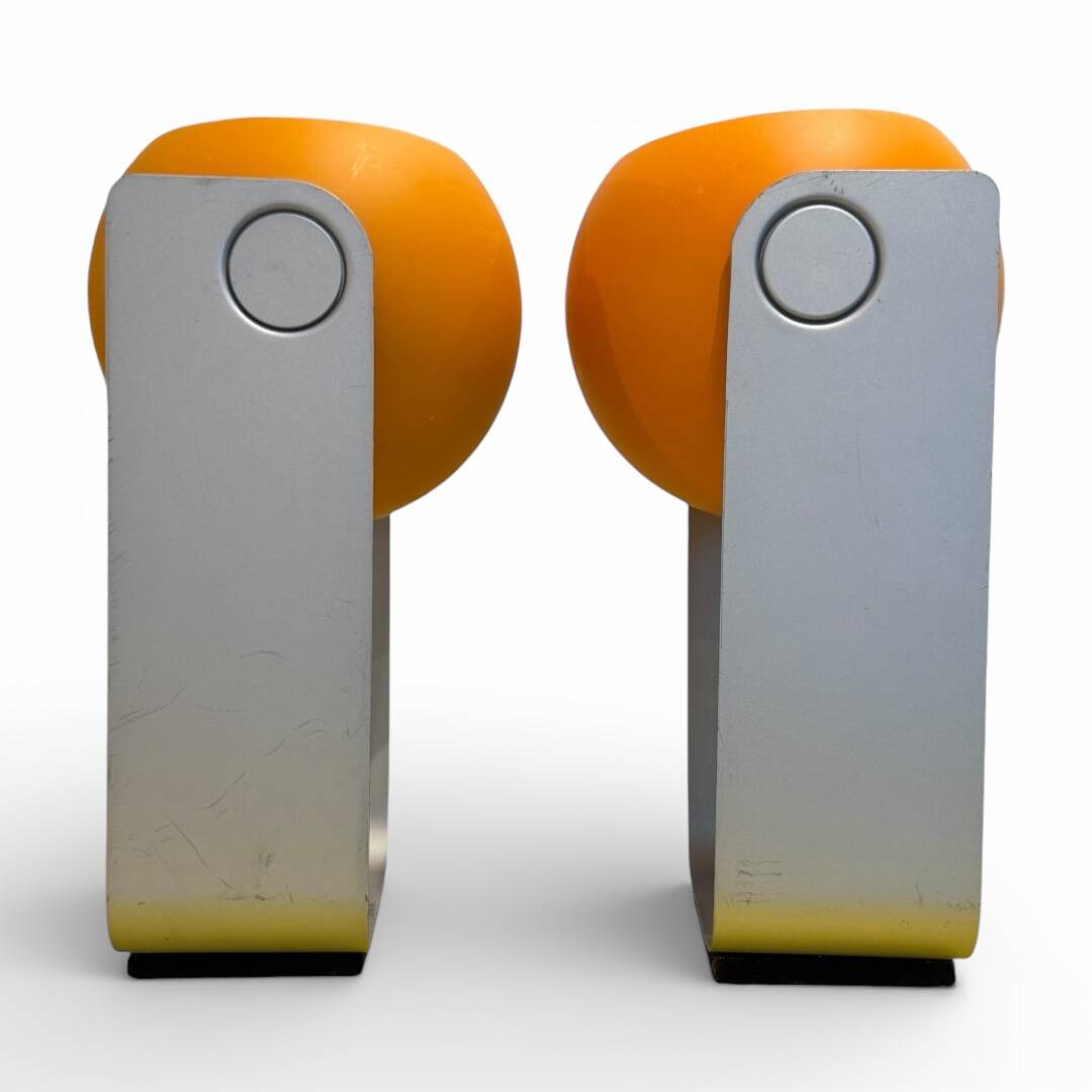 Pair of Space Age eyeball orange lamps by Massive Belgium