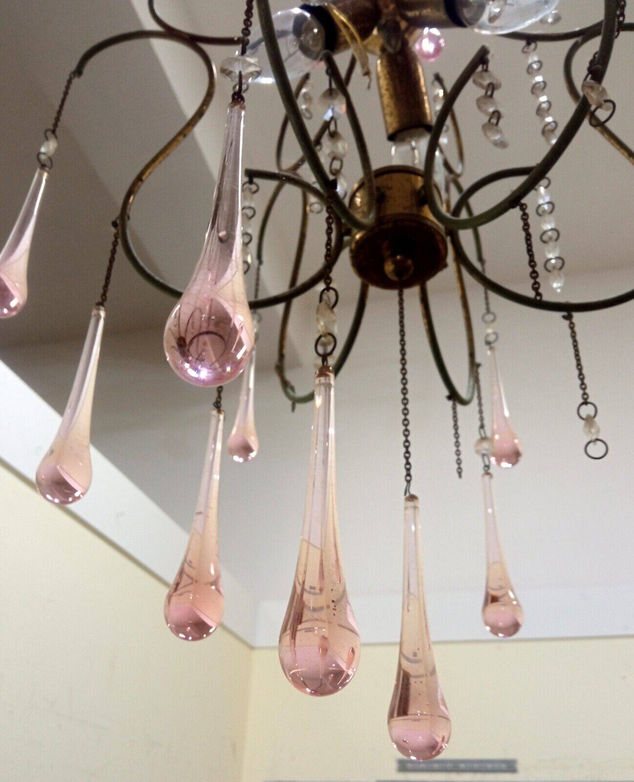 Antique Italian Chandelier Murano Glass Italy 1940s