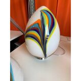 Murano Style Glass Multicolored Reeds White Egg Lamp