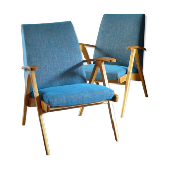 Paire de fauteuils vintage des années 70 retapissés