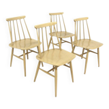 Set de 4 chaises "Fanett" en teck par Ilmari Tapiovaara, Suède, 1960